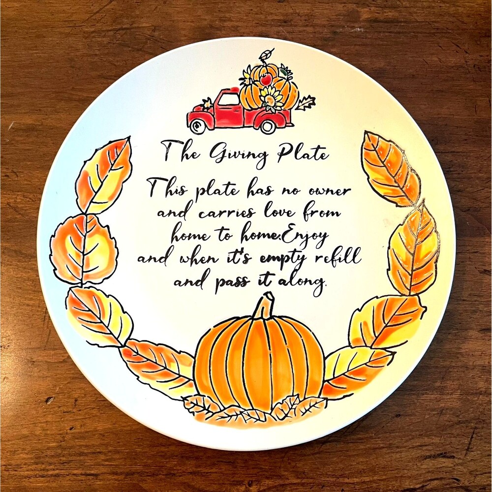 Global Design Connections Harvest Blessings Ceramic Giving Plate with Truck